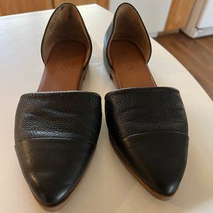 Bueno Bella Black Leather Slip On Pointed Toe Flats